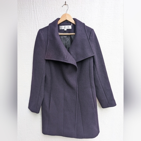 Trina Turk Jackets & Blazers - Trina Turk Dark Purple Lambswool Pea Coat Winter Jacket Women's Size 12